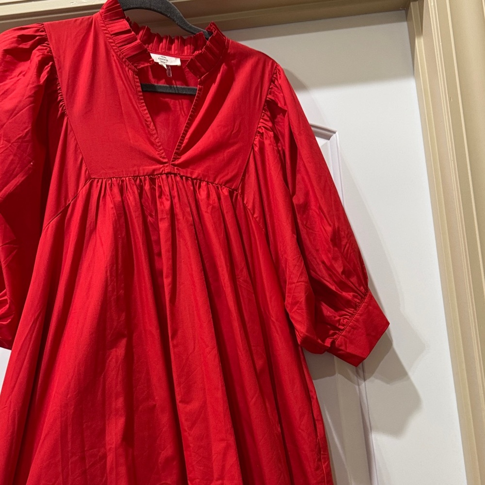 NWOT Red V-Neck Babydoll Dress - Picture 2 of 4